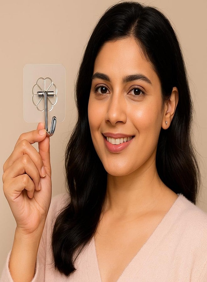 TerraToss Self Adhesive Wall Hooks [10 Pcs] | Wall Hooks for Hanging | Hooks for Wall Heavy Items | Transparent Waterproof Wall Hooks for Bathroom, Kitchen, Door, Tile (10) - Image 3